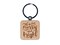 Merry and Bright Christmas with Holly Engraved Wood Square Keychain Tag Charm